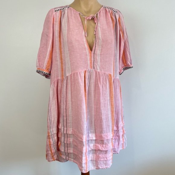 LEMLEM x h&m PINK STRIPED TUNIC DRESS LARGE - Picture 2 of 16